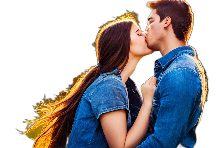 photorealistic, fire, girl, kiss transparent PNG cut-out