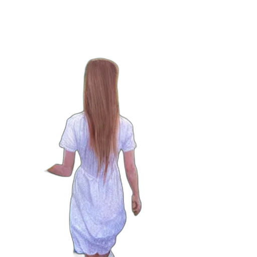 dress, hair, creature, staff transparent PNG cut-out