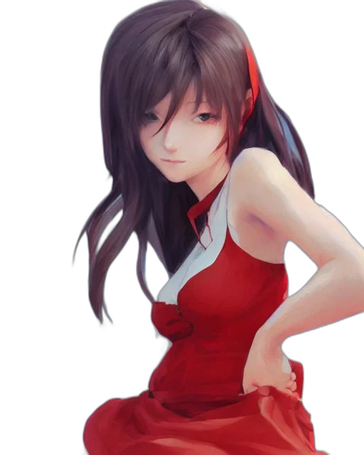 dress, face, anime, photorealistic transparent PNG cut-out