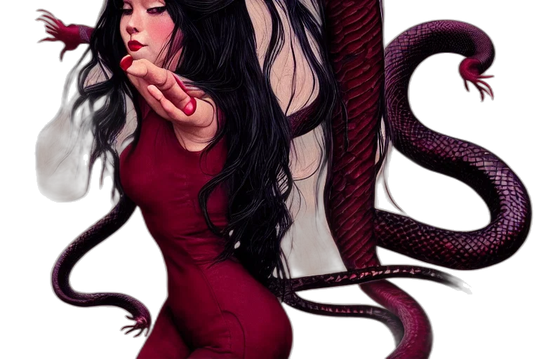 dragon, creature, hair, dress transparent PNG cut-out