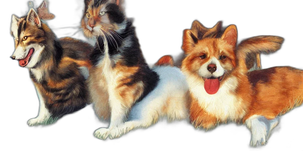 animal, staff, photorealistic, oil painting transparent PNG cut-out