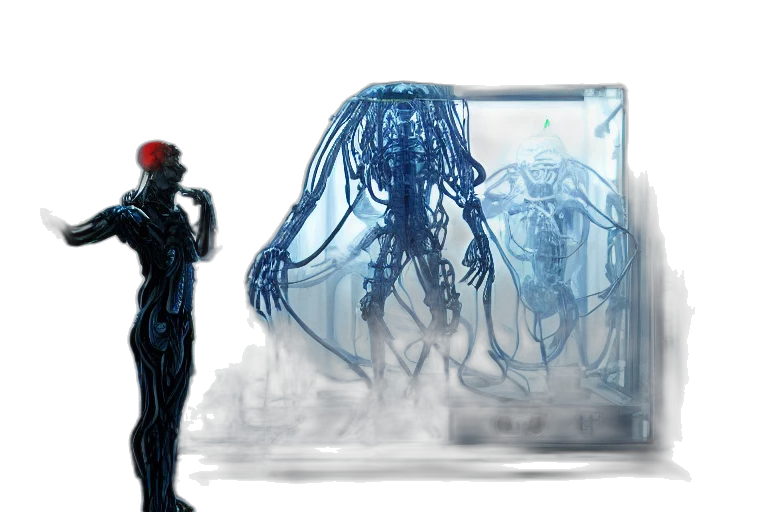 robot, creature, concept art, cyberpunk transparent PNG cut-out