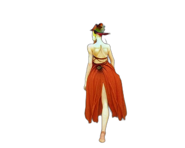 dress, hat, staff, jewelry transparent PNG cut-out