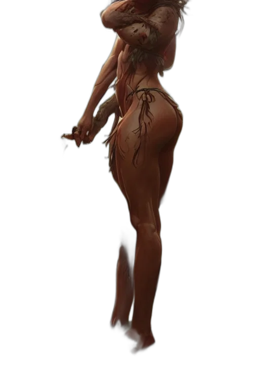 dress, creature, staff, hair transparent PNG cut-out