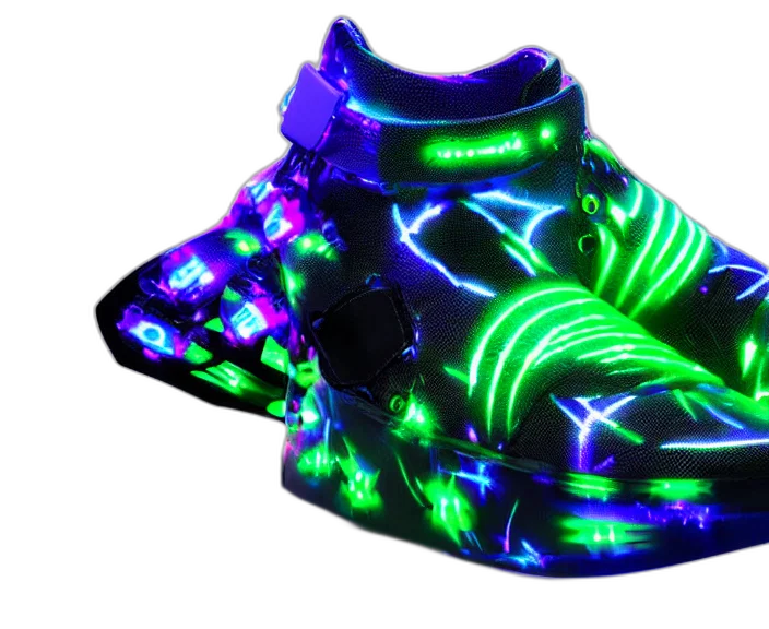 shoes, hat, cyberpunk, 3d render transparent PNG cut-out