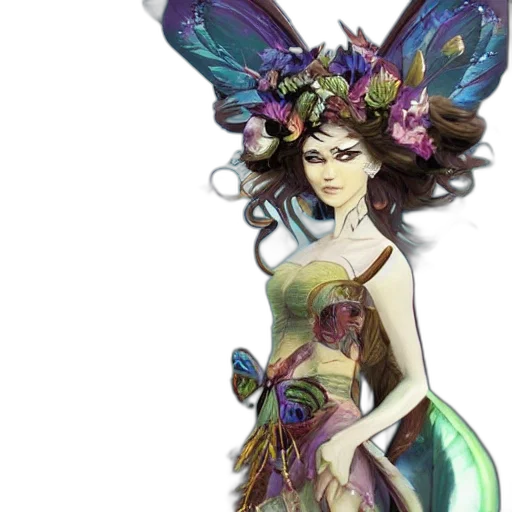 dress, jewelry, crown, staff transparent PNG cut-out