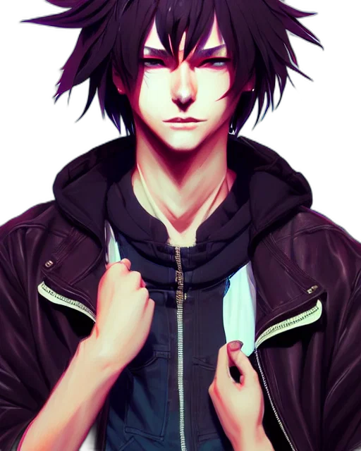 jacket, face, anime, pixel art transparent PNG cut-out