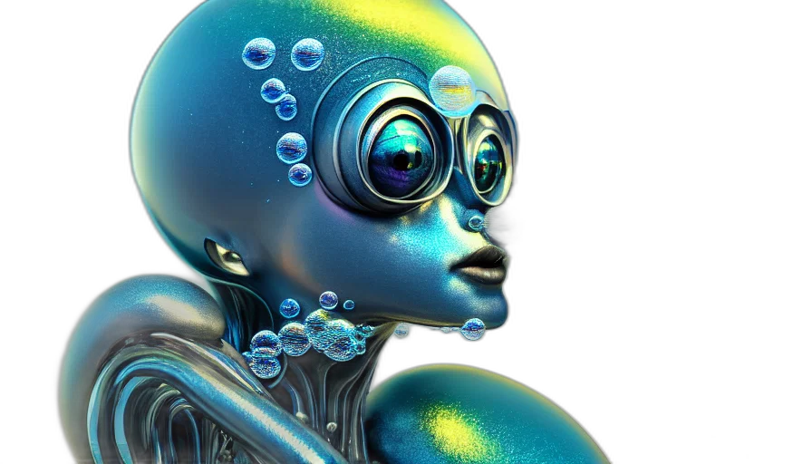 robot, 3d render, concept art, cyberpunk transparent PNG cut-out