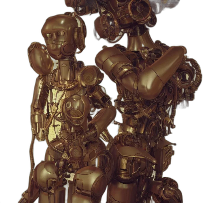 robot, staff, concept art, 3d render transparent PNG cut-out