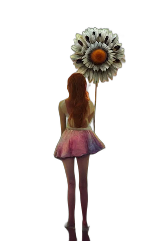 dress, flower, umbrella, staff transparent PNG cut-out