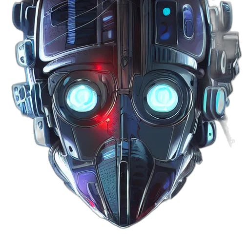 robot, mask, face, cyberpunk transparent PNG cut-out