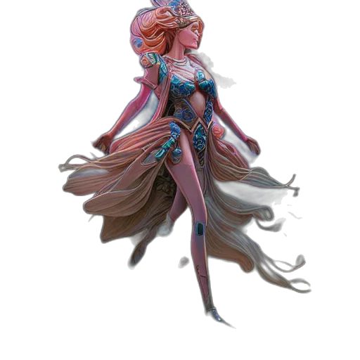 dress, staff, creature, concept art transparent PNG cut-out