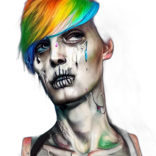 face, creature, cyberpunk, watercolor transparent PNG cut-out