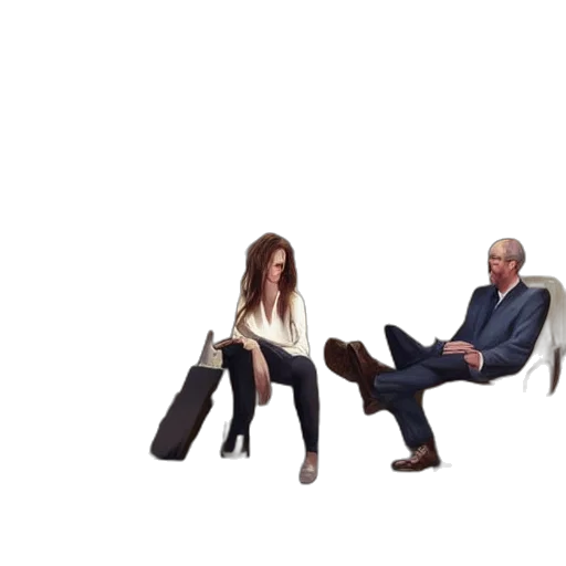 furniture, shoes, hair, jacket transparent PNG cut-out
