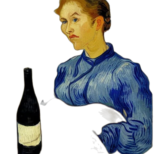 bottle, staff, face, oil painting transparent PNG cut-out