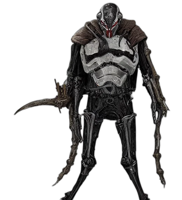 robot, creature, staff, mask transparent PNG cut-out