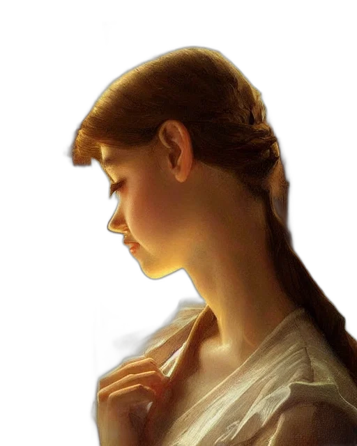 face, dress, jewelry, oil painting transparent PNG cut-out