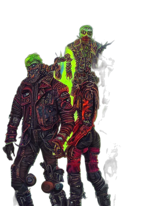 jacket, staff, mask, creature transparent PNG cut-out