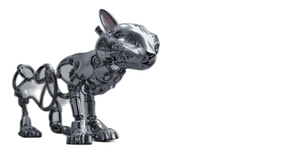 3d render, modern, cybernetic, cat transparent PNG cut-out
