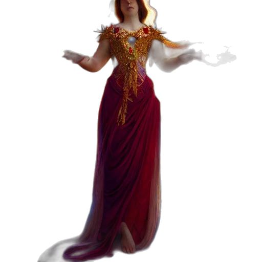 dress, staff, crown, jewelry transparent PNG cut-out