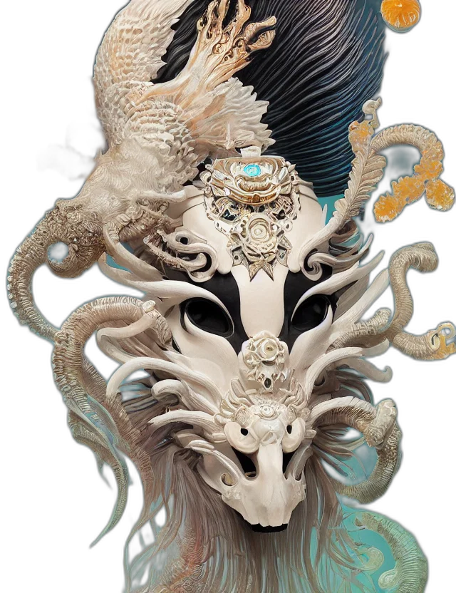 dragon, mask, jewelry, creature transparent PNG cut-out