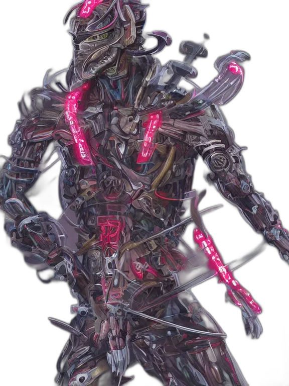 robot, staff, sword, creature transparent PNG cut-out