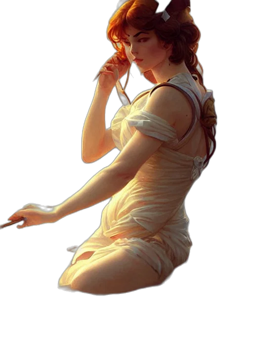 dress, staff, jewelry, face transparent PNG cut-out