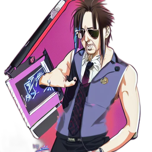 staff, jacket, weapon, cyberpunk transparent PNG cut-out
