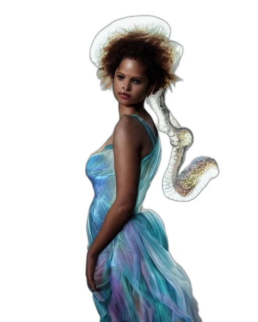 dress, hair, jewelry, creature transparent PNG cut-out