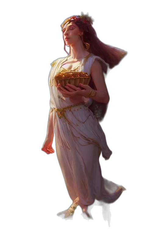 dress, jewelry, staff, crown transparent PNG cut-out