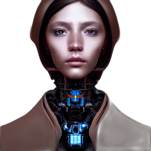 robot, face, jacket, cyberpunk transparent PNG cut-out