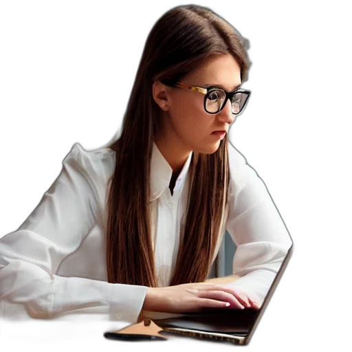 staff, photorealistic, woman, white transparent PNG cut-out