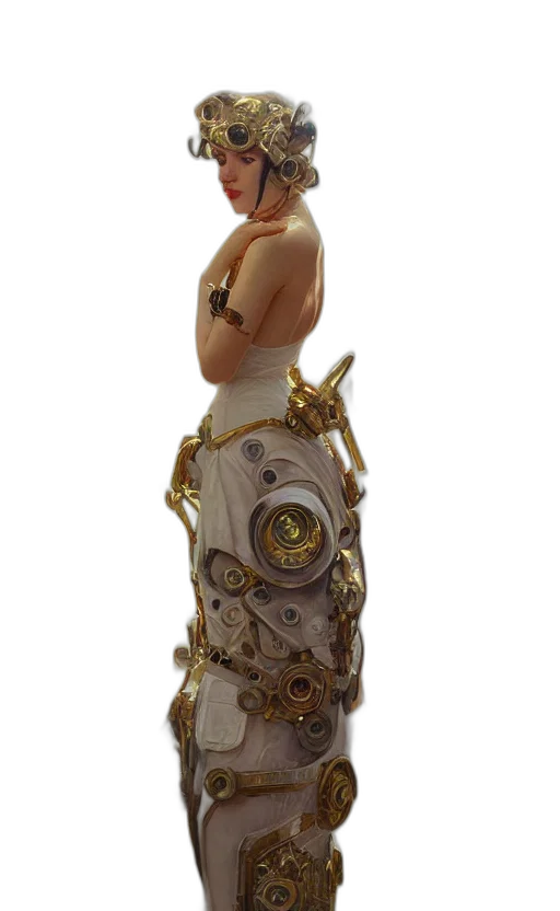 dress, jewelry, robot, staff transparent PNG cut-out