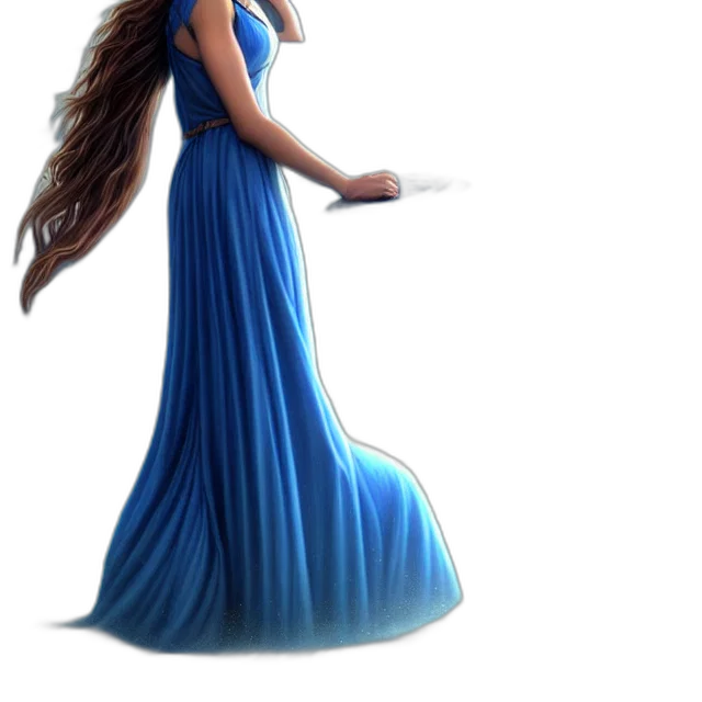 dress, hair, crown, fantasy art transparent PNG cut-out