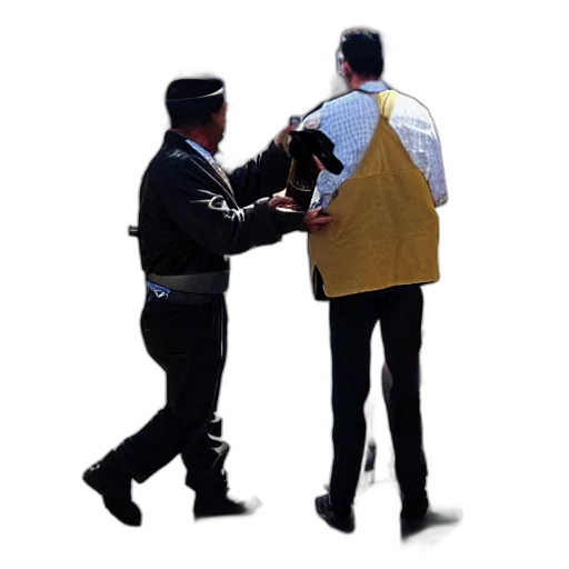 jacket, staff, umbrella, hat transparent PNG cut-out