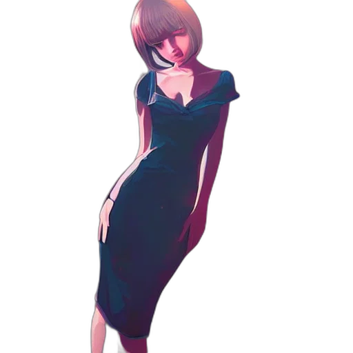 dress, jacket, creature, staff transparent PNG cut-out