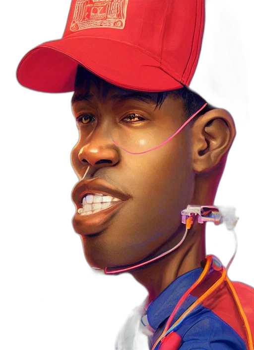 face, hat, staff, photorealistic transparent PNG cut-out