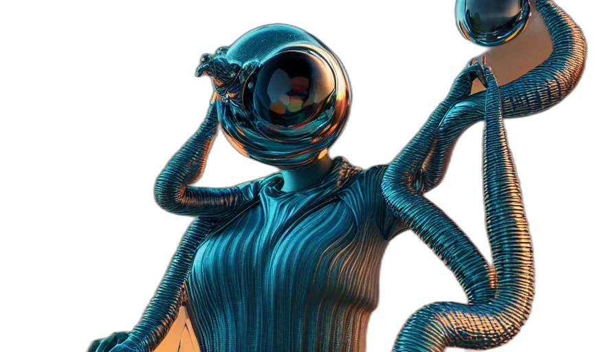 robot, dress, creature, 3d render transparent PNG cut-out