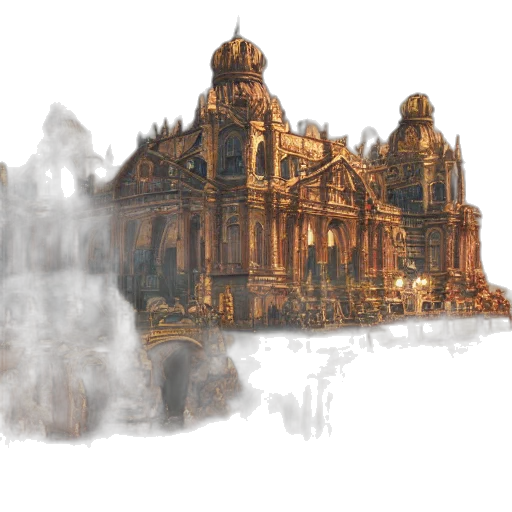 building, concept art, fantasy art, 3d render transparent PNG cut-out