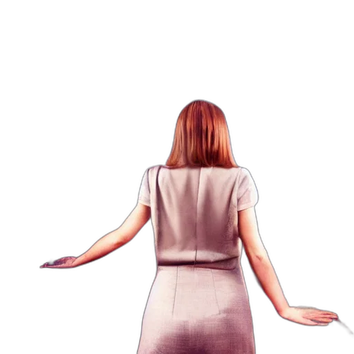 dress, jacket, staff, hair transparent PNG cut-out