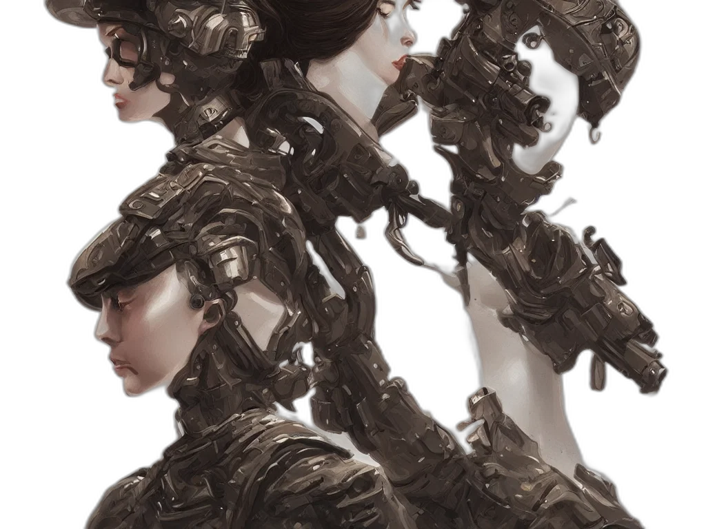 robot, concept art, cyberpunk, fantasy art transparent PNG cut-out
