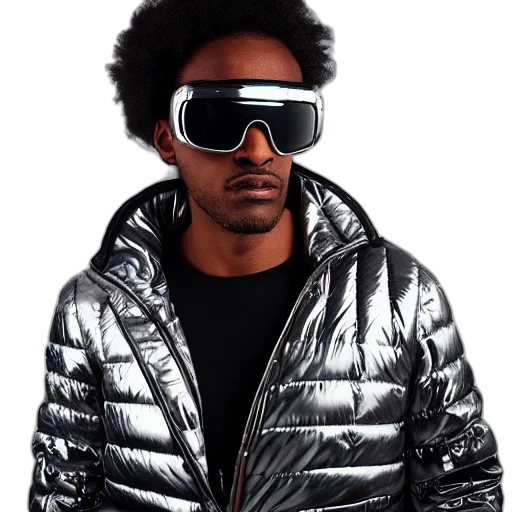 jacket, face, cyberpunk, 3d render transparent PNG cut-out