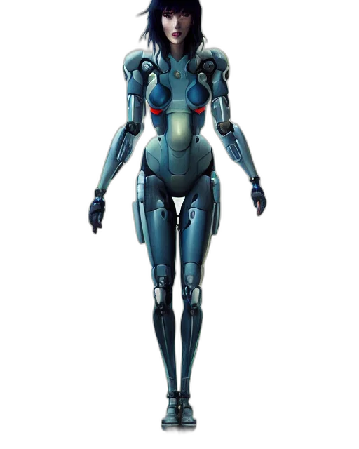 robot, concept art, 3d render, cyberpunk transparent PNG cut-out