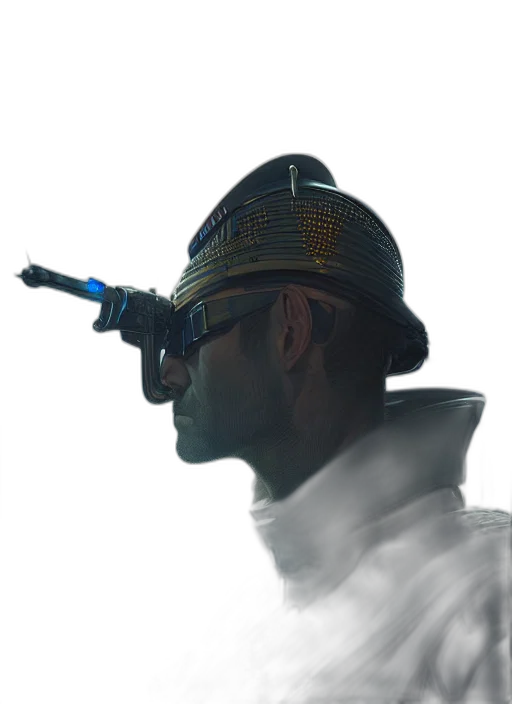 staff, hat, robot, weapon transparent PNG cut-out