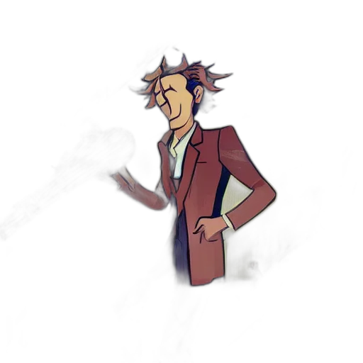 jacket, staff, robot, creature transparent PNG cut-out