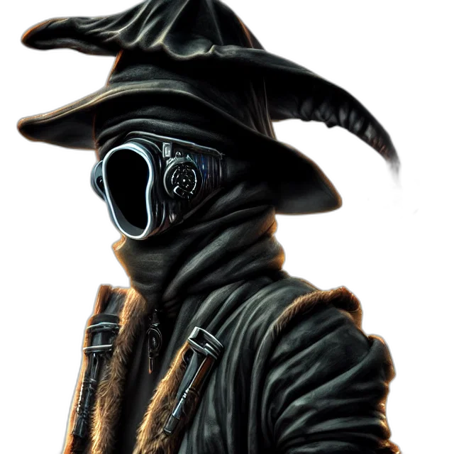mask, hat, staff, jacket transparent PNG cut-out