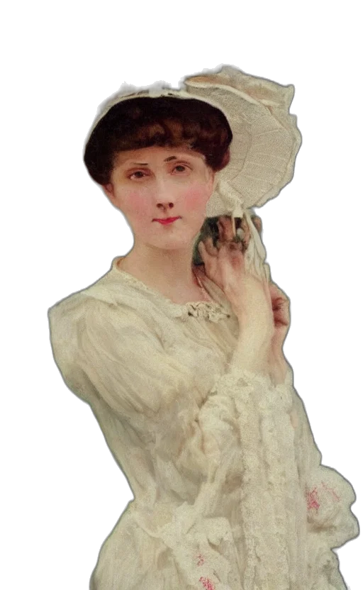 dress, face, hat, staff transparent PNG cut-out