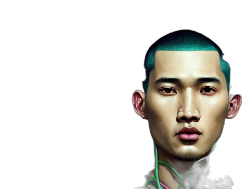 face, photorealistic, cyberpunk, concept art transparent PNG cut-out