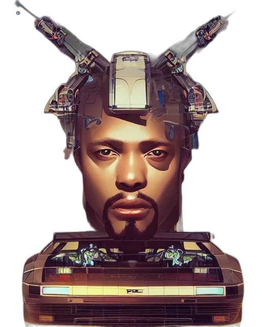 robot, face, concept art, cyberpunk transparent PNG cut-out