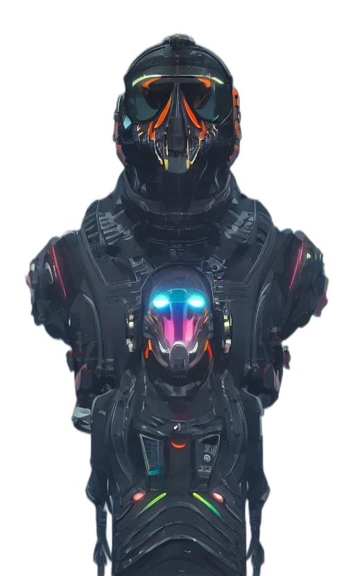 robot, mask, jacket, face transparent PNG cut-out